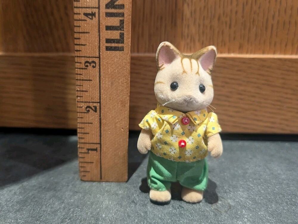 Calico Critters Sylvanian Families Simon Sandy Striped Cat Original Outfit